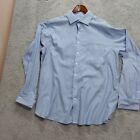 Rochester Shirt Men 17.5 38/39T Blue Egyptian Cotton Non Iron Long Sleeve Pocket