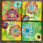 Set of 4 Laurie Gates Melamine Floral Embossed Square Lunch Plates