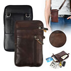 Leather Men Cell Phone Loop Belt Bag Waist Holster Pack Shoulder Pouch Crossbody