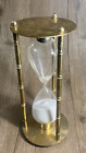 Vintage Stand Timer Hourglass Brass & White Sand 10” Tall 35 Min Timer