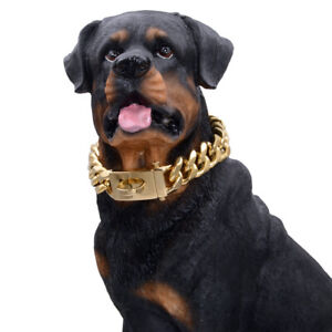 Gold Dog Collar Solid Stainless Steel Dog Choke Big Dog Outdoor Walking Chain