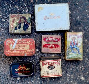 Lot 9 Antique vintage Tobacco Advertising Tins Pocket, Pipe, Cigarette Cigar Box