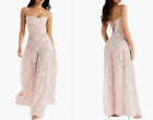HOUSE of CB Blush Seren Corset Lace-Up Back Semi-Sheer Lame Shimmer Gown M = 6/8