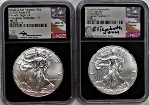 2021 (S) $1 Silver Eagle Type 1 Struck at SF 2 Coin Set NGC MS70 First Releases