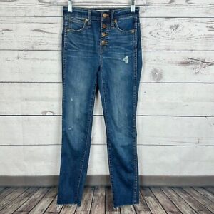 Madewell Womens Jeans size 23 Blue exposed Button Fly 10 inch high rise skinny