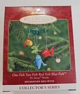 2000 Hallmark One Fish Two Fish Red Fish Blue Fish Dr. Seuss Books Ornament Z3