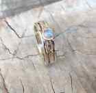925 Sterling Silver Band& Rainbow Moonstone Spinner Ring Handmade Ring All Size