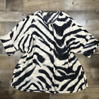 Lafayette 148 silk blouse womens XL zebra popover henley tunic animal print
