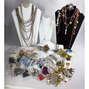 Huge Mixed Lot Jewelry/Jewelry Making Parts Beads Wearable & For Crafts 3+ lbs.