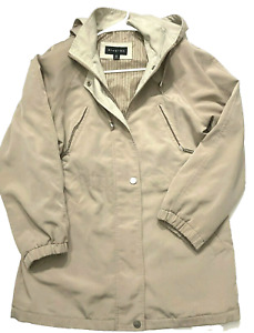 Braetan Hooded Coat Trench Zipper Button-Up Parka Beige Pockets Adult Small