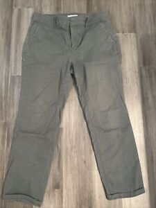 Loft Olive Green Ankle Length Straight Leg Casual Chino Pants Womens Size 10