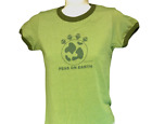 Womens Juniors David & Goliath Peas On Earth Green Ringer Novelty Tee T-Shirt