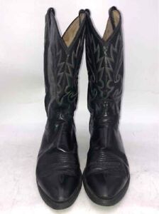 Dan Post Mens El Paso 16770 Black Leather Pull-On Cowboy Western Boots Size 12D