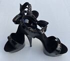 Pleasers 6 Inch Stiletto/Heels Platform Black Patent Ankle Bow Size 10 #1187