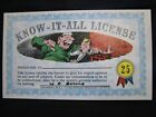 1964 Topps, Nutty Awards, #25 Know it all License - Excellent Condition