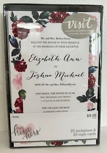 Wedding invitations 25 invitations and 25 reply cards. Easy to personalize