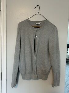 Women Time And Tru light Gray Button Front Cardigan Sweater (Size M 8/10)