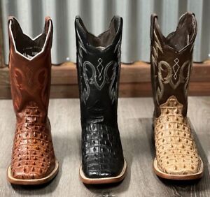 MEN'S RODEO COWBOY ALLIGATOR TAIL PRINT WESTERN SQUARE TOE BOOTS MEXICO PRODUCT