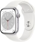 Apple Watch (GPS + LTE) Series 8 45MM Silver Aluminum Case White Sport Band
