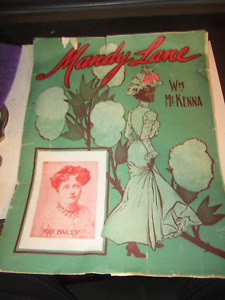 Mandy Lane Antique Sheet Music 1908 Wm McKenna Myrtle Dale Large Format