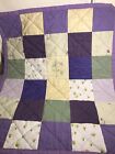 HANDMADE QUILTED LAP ROBE WALL HANGING BABY CRIB QUILT 36” X 44”