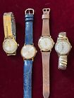 VINTAGE MENS MECHANICAL 9 Pcs WATCH LOT, Gold + Silver ROUND 1950s-1960s Styles