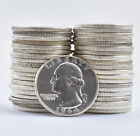(40) 1958-1964 BU Unc Washington Silver Quarters 90% Silver $10 ROLL FACE Bulk