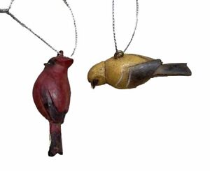 Midwest CBK  Mini Bird Themed Christmas Ornaments Set of 2 hanging 2 Inch