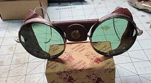 Vintage Wilson Safety Glasses Goggles Leather Steam Punk #2 Tinted Lens Original