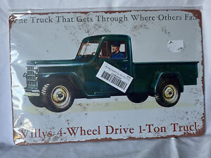 Willys 4-wheel Drive 1-ton Truck 8x12 Tin Sign