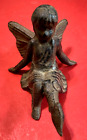 Metal Rustic Cast Iron Fairy with  Bird on Foot  Garden Decor Paperweight