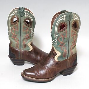 Mens Tony Lama Cowboy Boots 3R 7EE Roughstock Square Toe Green Leather Western