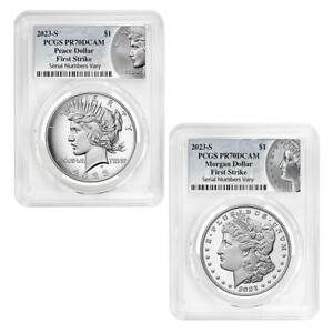 Sale Price 2023-S Morgan & Peace Silver Dollar Proof 2-Coin Set PCGS PF 70 FS MP