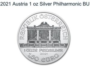 2021 Austria Mint 1 oz .999 Silver Philharmonic 1.5 euro Austrian coins