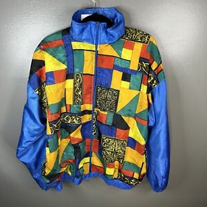 Vintage 80s Abstract South Harbour Activewear Zip Up Jacket Size Large