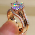 14k Rose Gold Plated Women Wedding Rings Luxury Cubic Zirconia Jewelry Size 6-10
