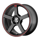 16x7 Motegi MR116 FS5 Matte Black Red Racing Stripe Wheel 4x100/4x4.5 (40mm)