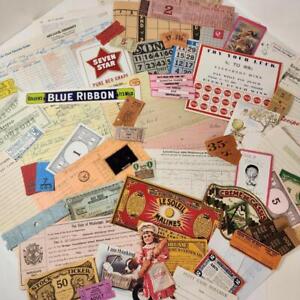 50 pc junk journal paper pack vintage paper ephemera lot tickets labels more C