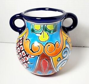 Handmade Vase Folk Mexican Art Pottery Vase Ceramic Abstract 5.5