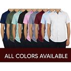 Mens Short Sleeve Dress Button Down Causal Shirt Fancy Solid Slim Fit 2 PACK NEW