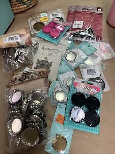 Huge Lot Of BEZELS Charms Jewelry Making Beads NEW SEALED 152 Pieces