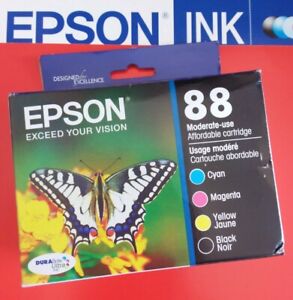 08-2020 (4) GENUINE EPSON 88 INK T0881-T0882-T0883-T0884 For CX4400/7400/NX100