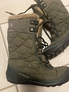 Columbia Womens 200 Grams Minx Winter Boots Green Waterproof Faux Fur 7.5 **