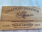 1 Rare Wine Wood Panel Chateau Olivier 1989 France Vintage CRATE BOX SIDE