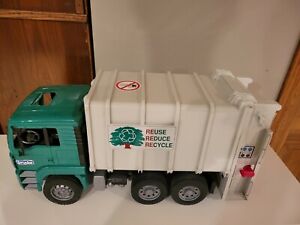 Bruder Used Large Toy Reuse Reduce Recycle Green Blue Collector Truck Incomplete