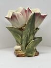 Vintage McCoy Mid-Century Double Tulip Cream & Pink Tipped Flower Vase Planter