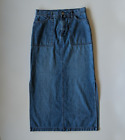 LondonJean Long Denim Skirt Side Slits Women's Size 6 Medium Wash 100% Cotton