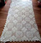 Antique Vintage Crochet - Bed Spread Coverlet -Ecru/Cream-85x88-Scalloped Edges