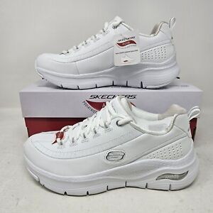 Wmns Skechers Arch Fit Citi Drive Comfy Athletic Shoes / White Silver / 149146