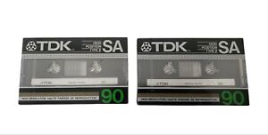 (2) TDK SA90 Blank Cassette Tapes 90min High Bias Type II Factory Sealed Japan